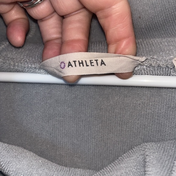 Athleta terricloth like interior heather grey cowl neck / hoodie size small - Picture 4 of 11